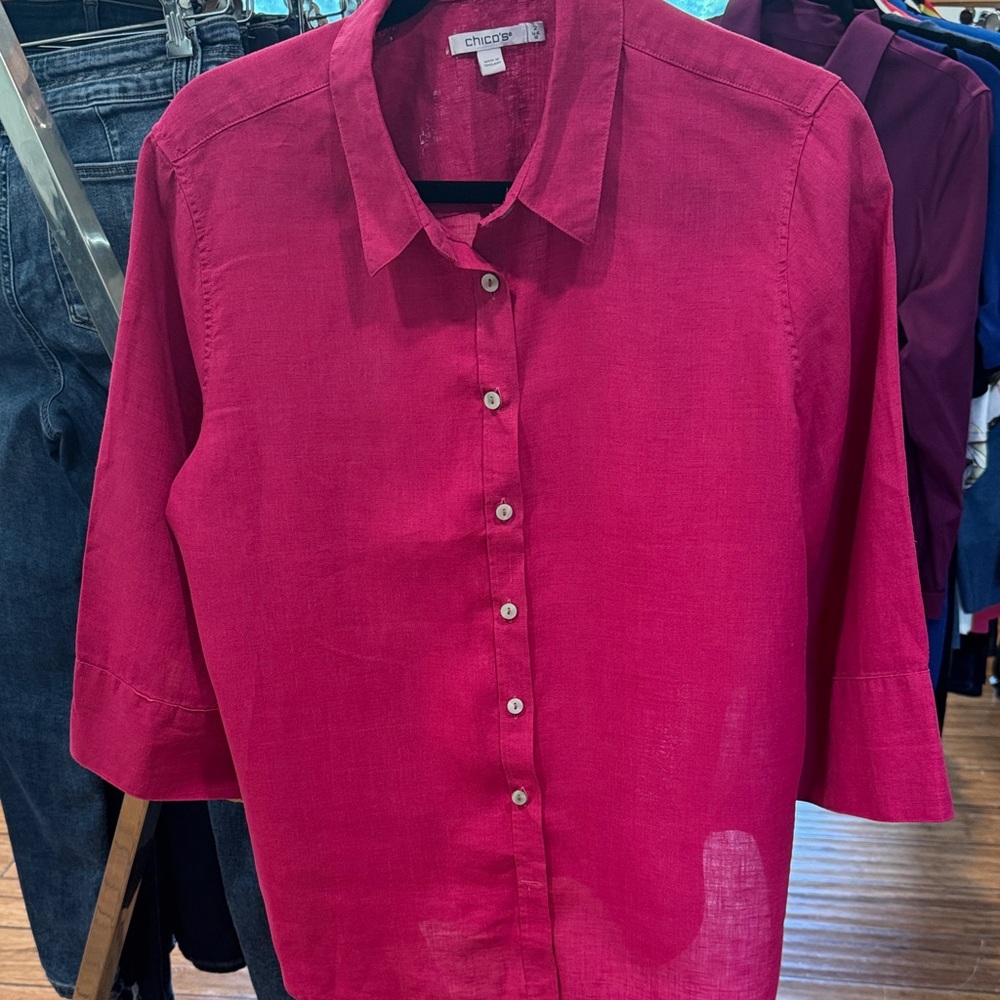 Chico's Vibrant Pink Button-Down Shirt